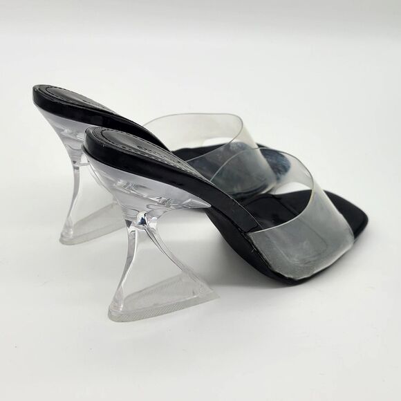 Superdown | Clear Acrylic & Black Cherie Open Toe Structured 4" Heels, Size 7 - Picture 3 of 11